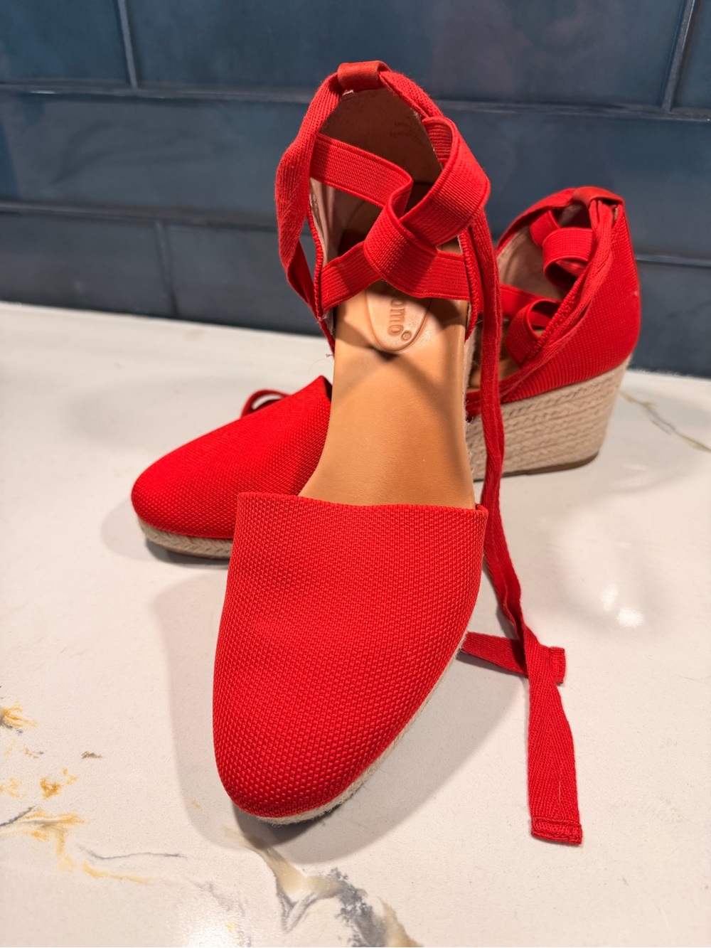 Corso Como Red Lace-Up Espadrille Wedges